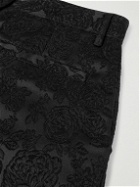 4SDesigns - Rose Wide-Leg Satin-Jacquard Trousers - Black