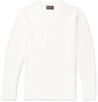 Beams Plus - Slim-Fit Cable-Knit Cotton Sweater - Off-white