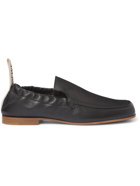 LOEWE - Grosgrain-Trimmed Leather Loafers - Black