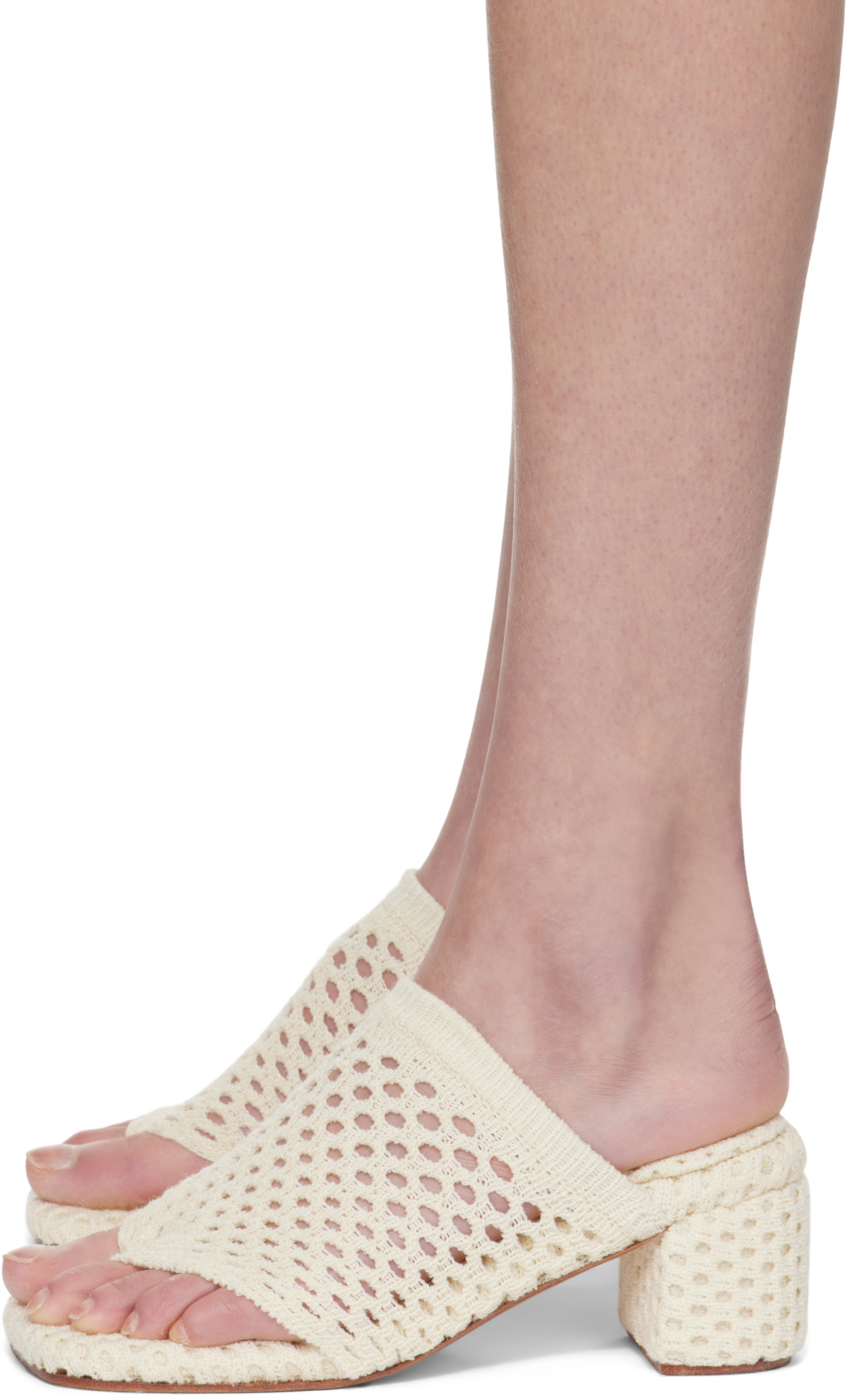 Isa Boulder Beige Knit Heeled Sandals