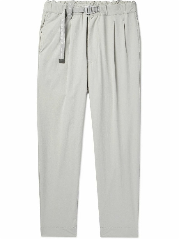 Photo: And Wander - Cropped Straight-Leg Pleated Belted Nylon-Blend Trousers - Gray
