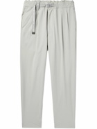 And Wander - Cropped Straight-Leg Pleated Belted Nylon-Blend Trousers - Gray