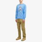 Polo Ralph Lauren Men's Long Sleeve Painting Bear T-Shirt in Summer Blue