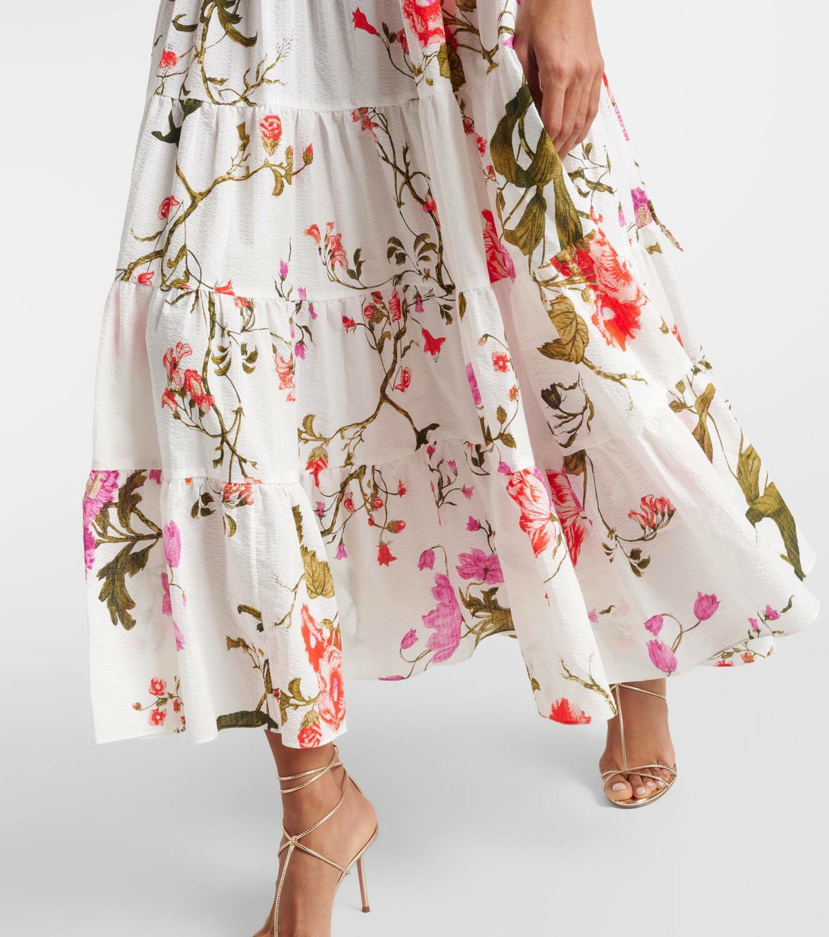 Erdem Floral tiered cotton seersucker midi dress Erdem