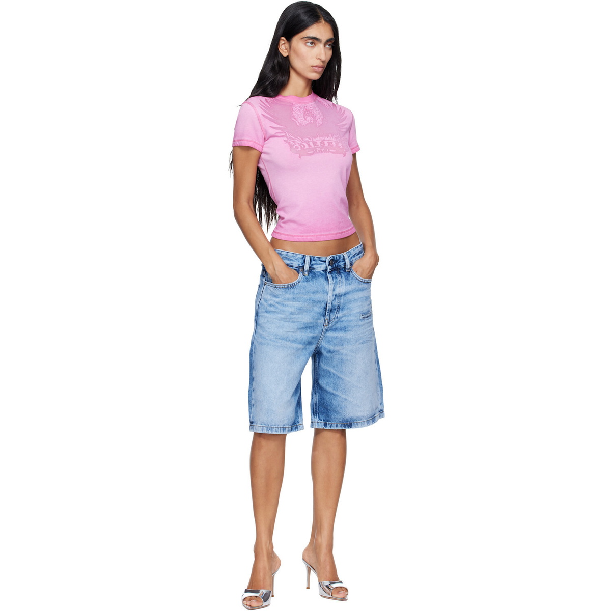 Diesel Blue Relaxed Fluid Denim Shorts
