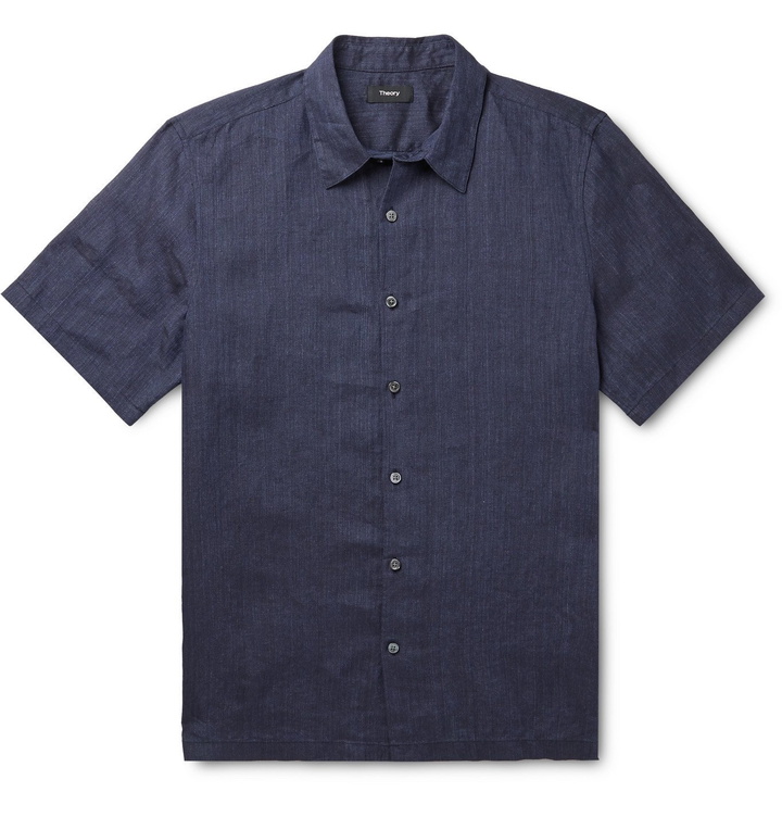 Photo: Theory - Irving Linen-Chambray Shirt - Blue