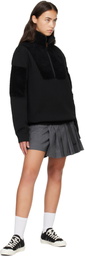 Y-3 Black Knitted Panel Blocked Half Zip Sweater