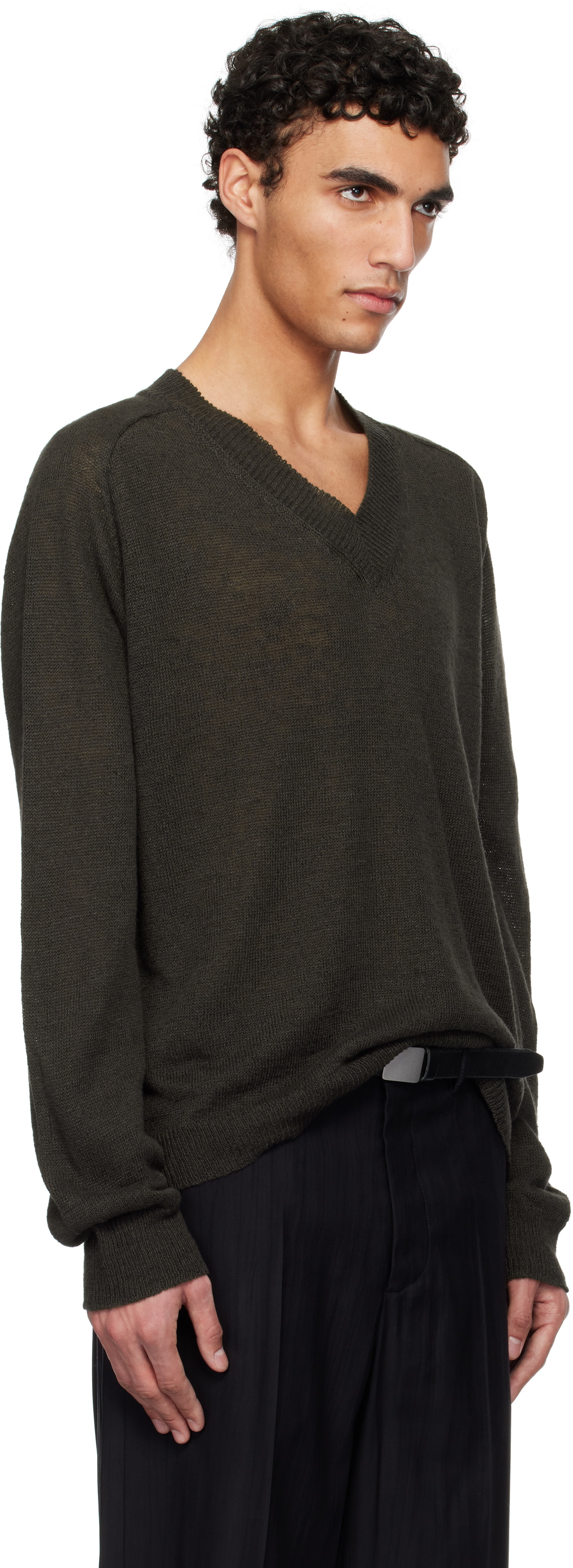 OUR LEGACY Khaki Rue V-Neck Sweater Our Legacy