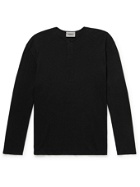 Fear of God Essentials - Logo-Appliquéd Waffle-Knit Cotton-Jersey Henley T-Shirt - Black