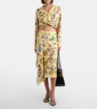 Versace Printed silk twill wrap skirt