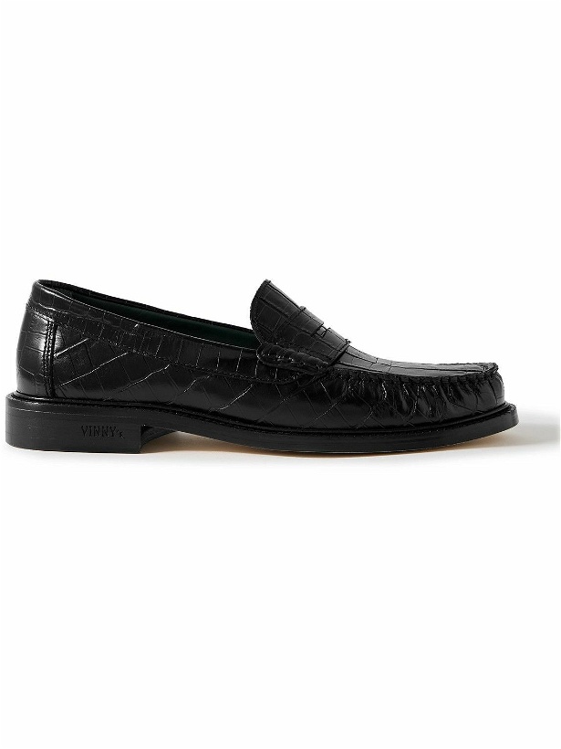 Photo: VINNY's - Yardee Croc-Effect Leather Penny Loafers - Black