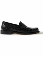 VINNY's - Yardee Croc-Effect Leather Penny Loafers - Black