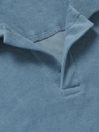 Frescobol Carioca - Faustino Cotton, Lyocell and Linen-Blend Terry Polo Shirt - Blue