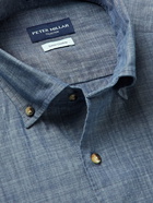 Peter Millar - Slim-Fit Button-Down Collar Cotton-Chambray Shirt - Blue