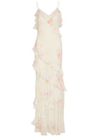 Loveshackfancy Rialto Floral-print Chiffon Maxi Slip Dress Light Pink