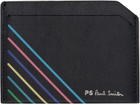 PS by Paul Smith Black Leather Sports Stripe Card Holder