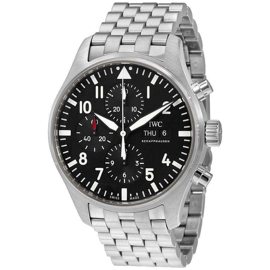 IWC Pilot Automatic Chronograph Black Dial Mens Watch IW377710