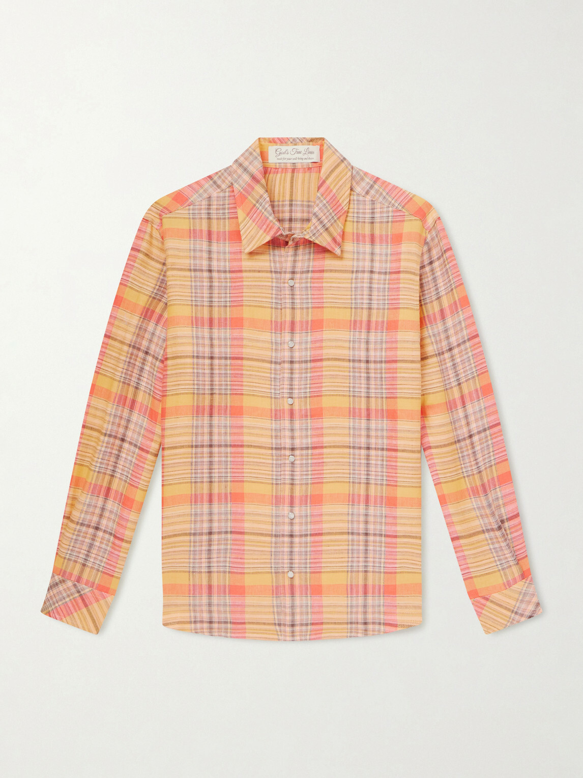 God's True Cashmere - Twilight Checked Linen Shirt - Orange