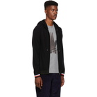 Moncler Black Wool Maglione Zip Hoodie