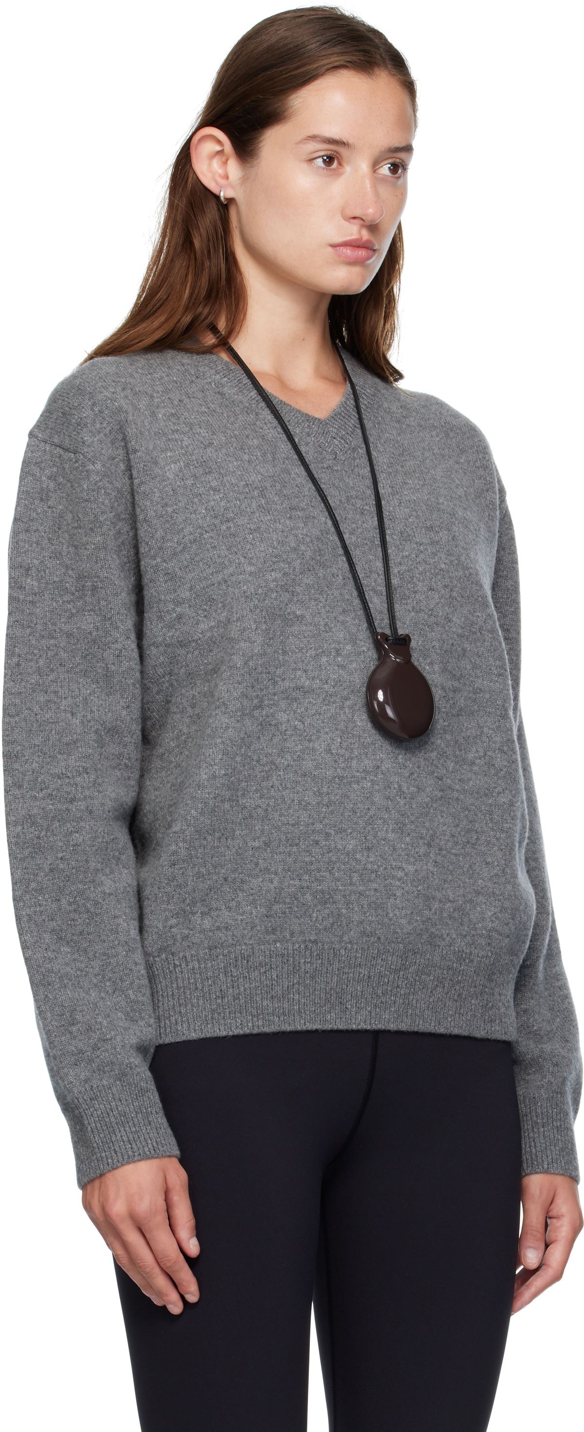 COOR Gray Wool V-Neck Sweater