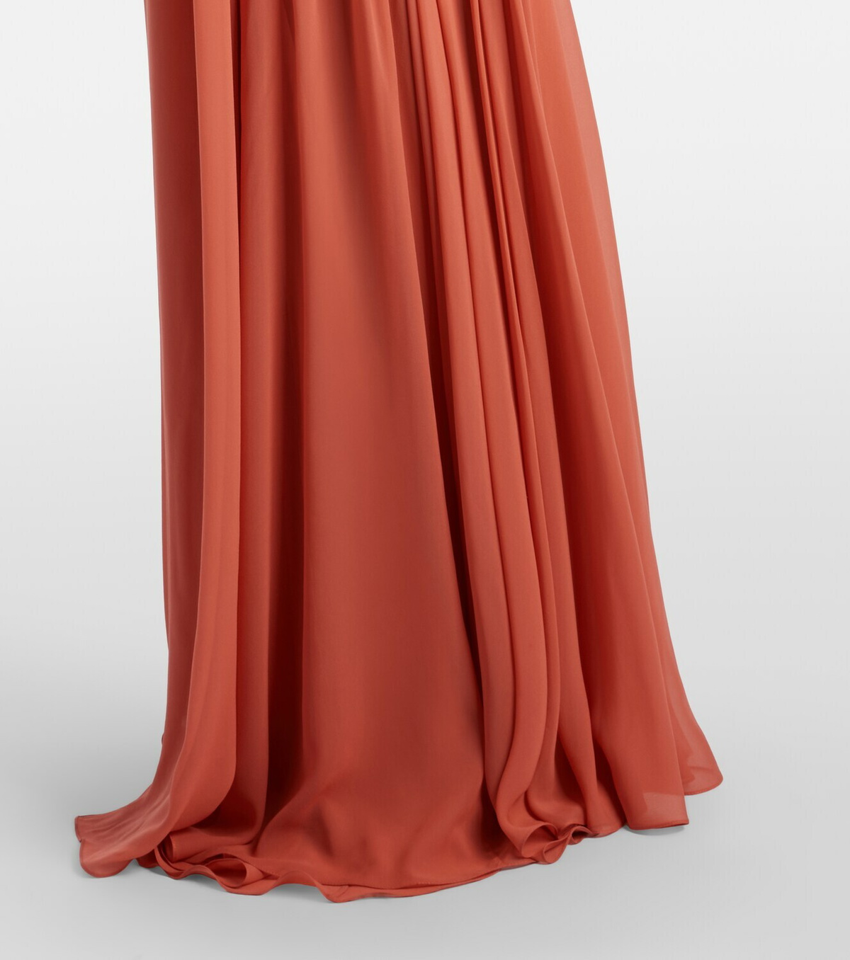Elie Saab Gathered lace-trimmed silk gown