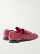 MANOLO BLAHNIK - Truro Leather-Trimmed Suede Loafers - Pink - UK 8.5