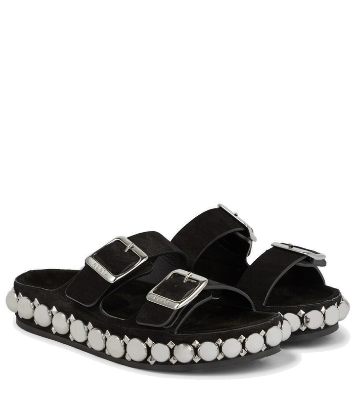 Photo: Alaïa Bombe embellished suede slides