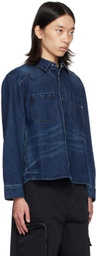 lesugiatelier Navy Pin-Tuck Denim Shirt