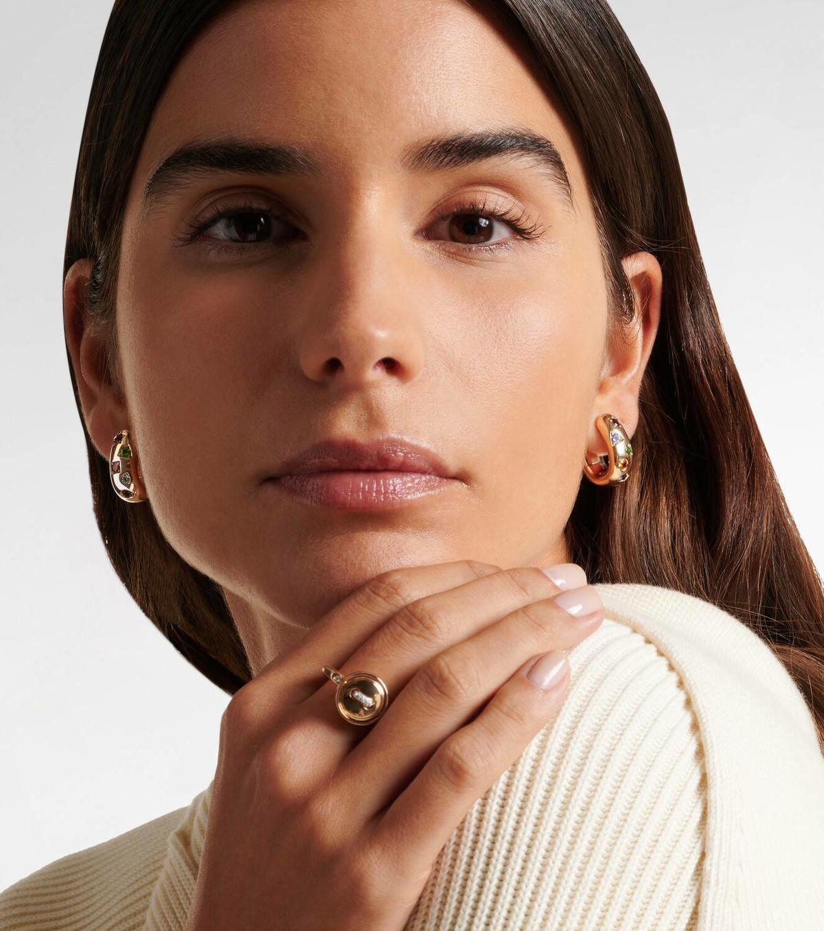 Pomellato Iconica 18k rose gold hoop earrings with gemstones