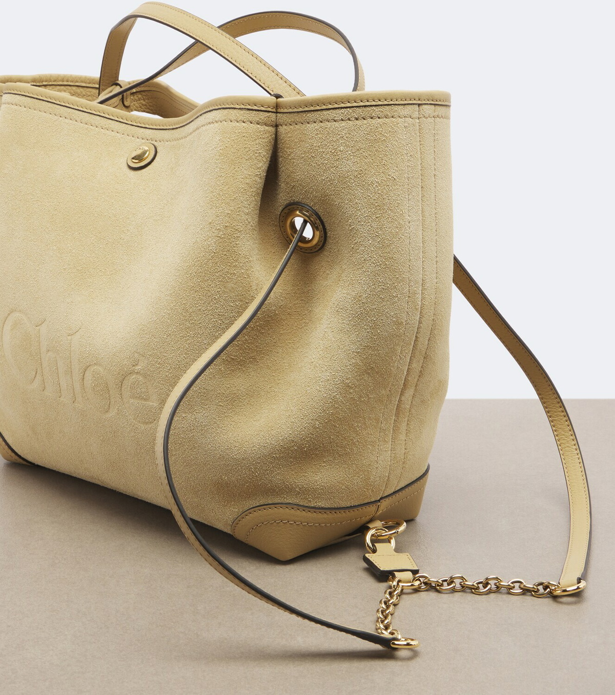 Chloé Chloé Clover leather-trimmed suede tote bag