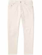 Brunello Cucinelli - Tapered Garment-Dyed Stretch-Cotton Trousers - Neutrals