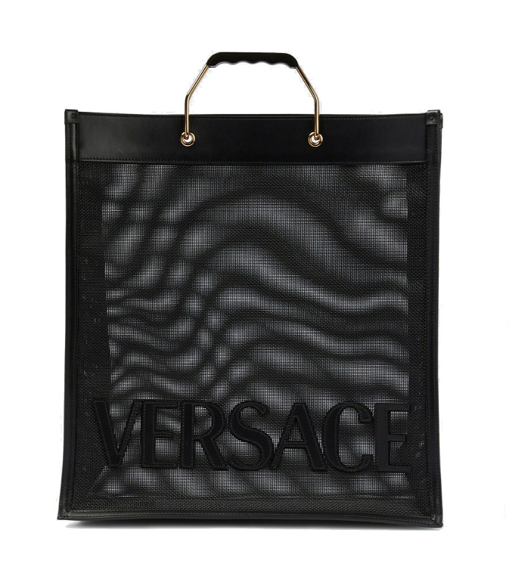 Photo: Versace - Shopper leather-trimmed tote bag