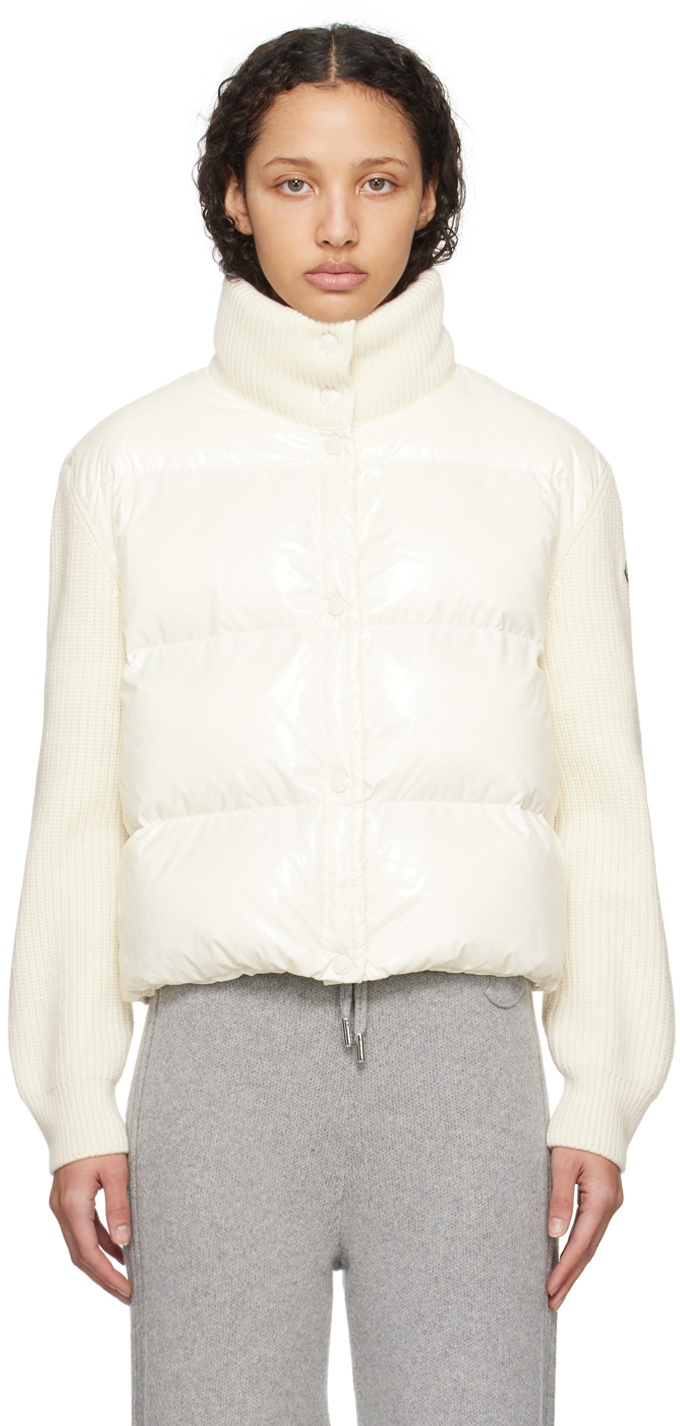 Moncler Off-White Paneled Down Jacket Moncler