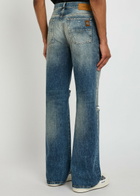 Amiri Slashed Distressed Bootcut Jeans Denim