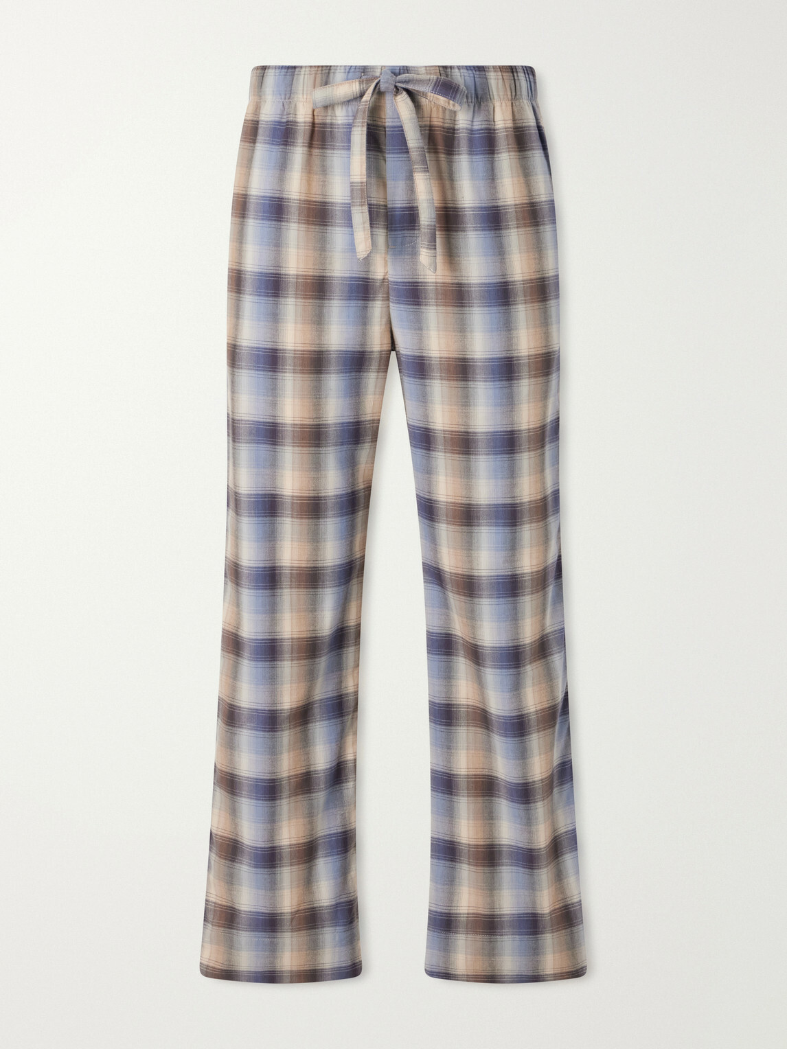 TEKLA - Auralee Checked Organic Cotton-Flannel Pyjama Trousers - Blue