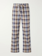 TEKLA - Auralee Checked Organic Cotton-Flannel Pyjama Trousers - Blue