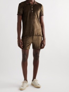 TOM FORD - Straight-Leg Modal-Blend Velour Drawstring Shorts - Brown