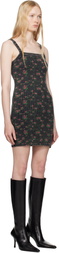 Alexander Wang Black Floral-Print Waffle Knit Minidress