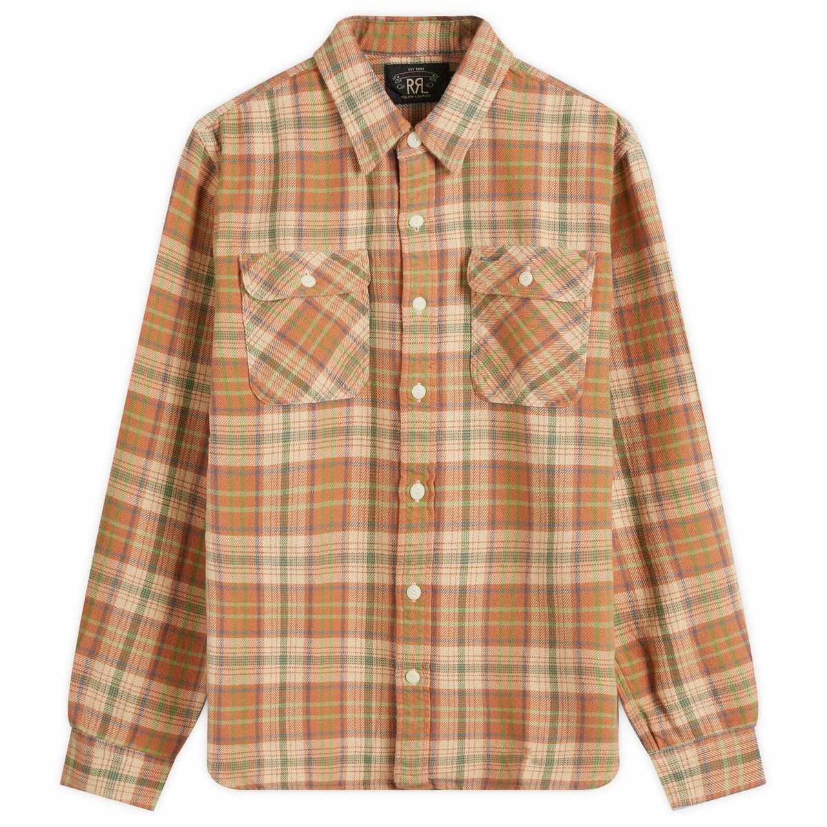 RRL Men's Matlock Check Shirt in Orange Multi RRL