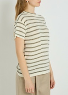 Brunello Cucinelli Striped Wool and Cashmere-blend top Beige