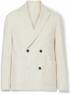 Officine Générale - Leon Double-Breasted Garment-Dyed Cotton-Blend Corduroy Suit Jacket - Neutrals