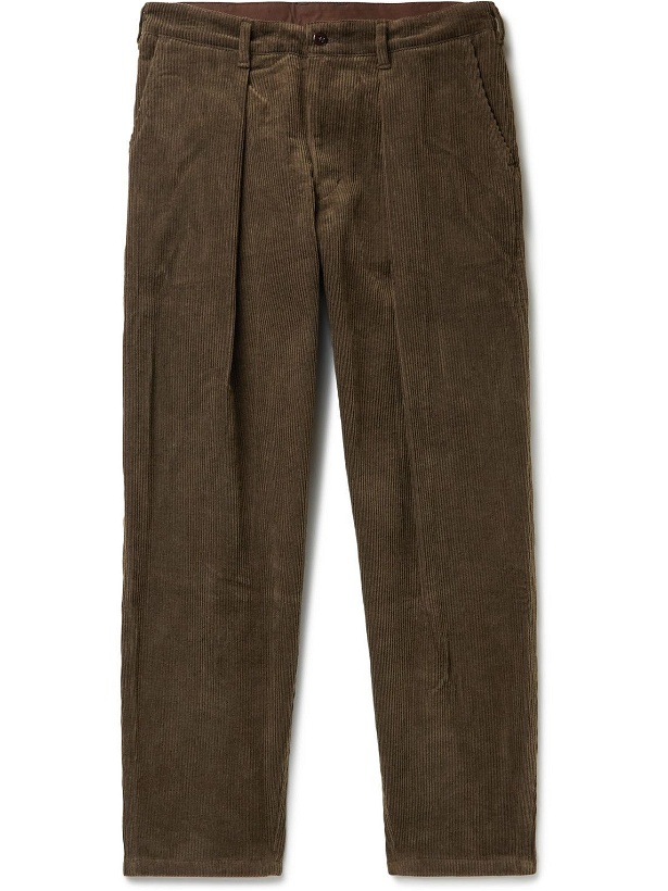 Photo: Monitaly - Pleated Cotton-Corduroy Trousers - Green