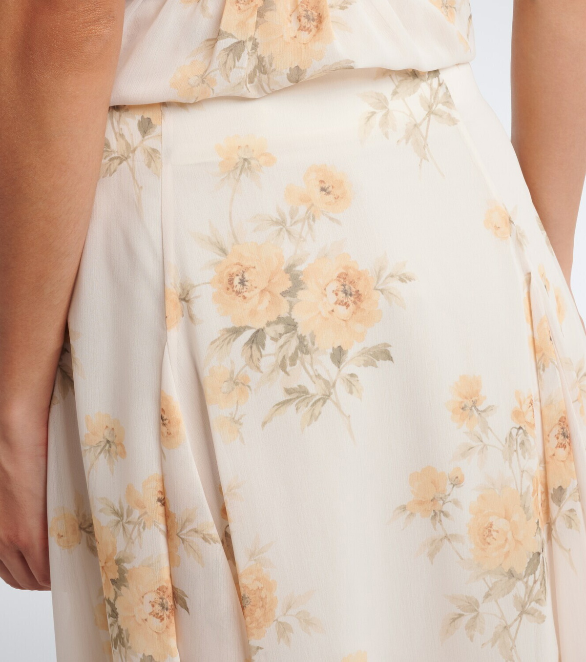 Xu Zhi Floral asymmetric lace-trimmed midi skirt