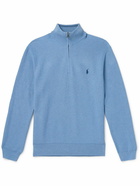 Polo Ralph Lauren - Logo-Embroidered Honeycomb-Knit Cotton Half-Zip Sweater - Blue