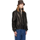 Valentino Black High Neck Leather Jacket