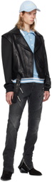 Balmain Black Belted Leather Jacket