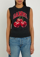 Ganni Logo-intarsia Wool-blend Vest Black