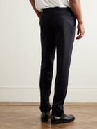 Thom Sweeney - Straight-Leg Pleated Wool-Blend Jersey Trousers - Blue