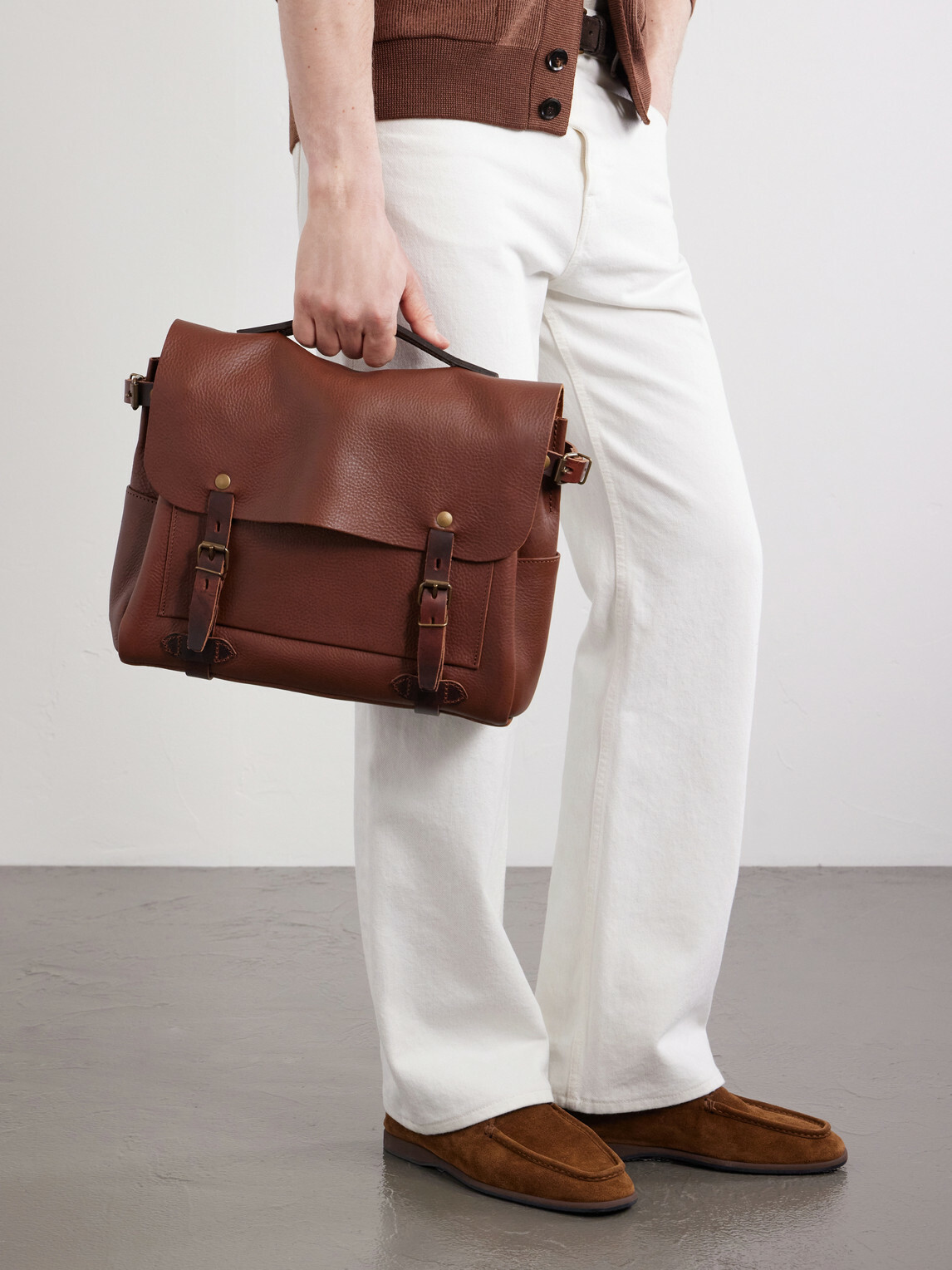 Bleu de Chauffe - Éclair Leather Messenger Bag