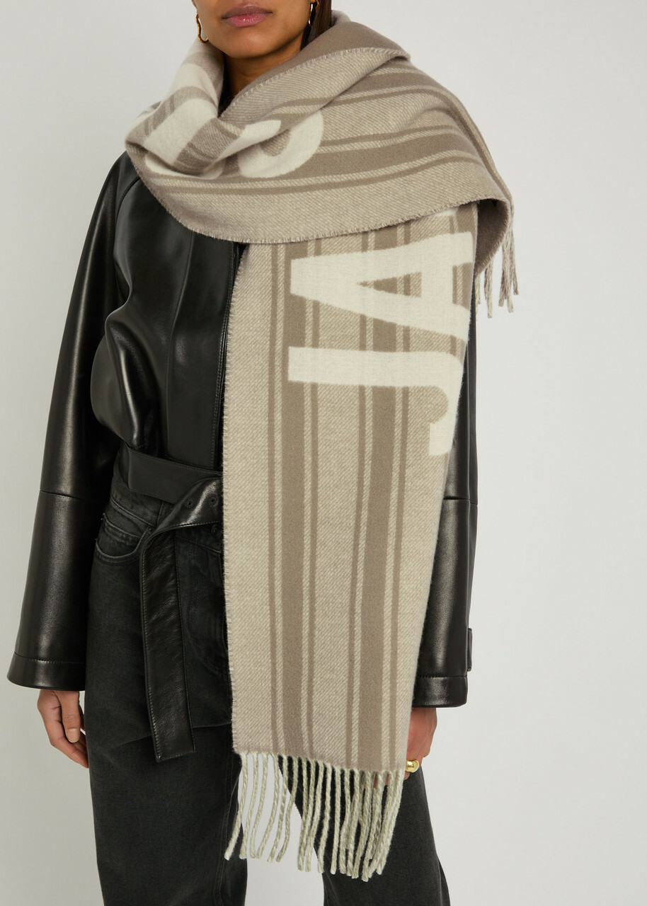 Jacquemus L'echarpe Logo Fringed Wool Scarf - White - One Size